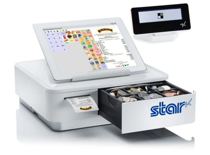 Photo of the software running on a tablet connected to a cash drawer