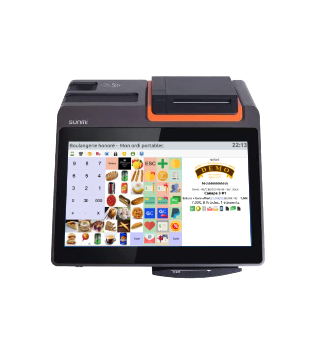 Photo of the sales interface on a SunMi device